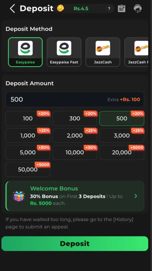 Pk66 Deposit and Withdraw